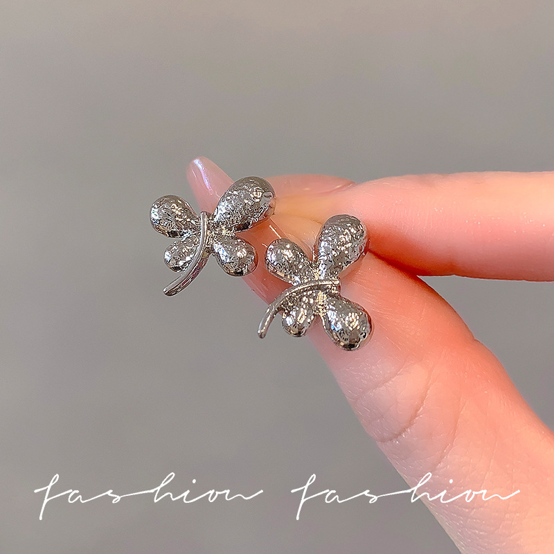 925 Silver Needle cold style butterfly Stud earrings are small, simple, fashionable, elegant and individual earrings with a light luxury and high-end feel details Picture
