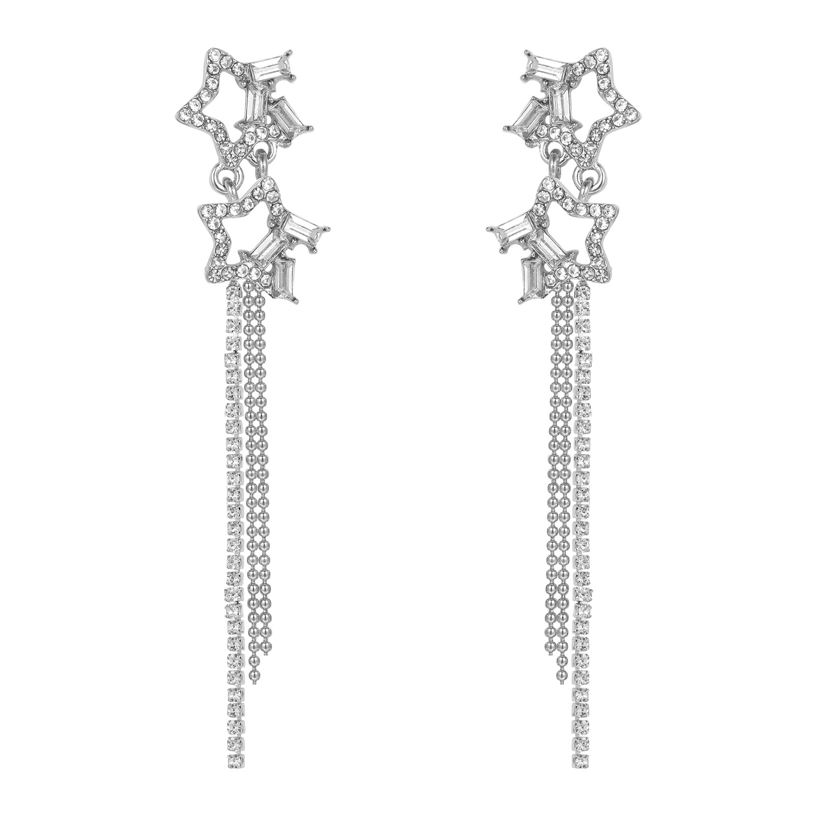 Cross-border Rhinestone Star Decor Drop Earrings Item Picture
