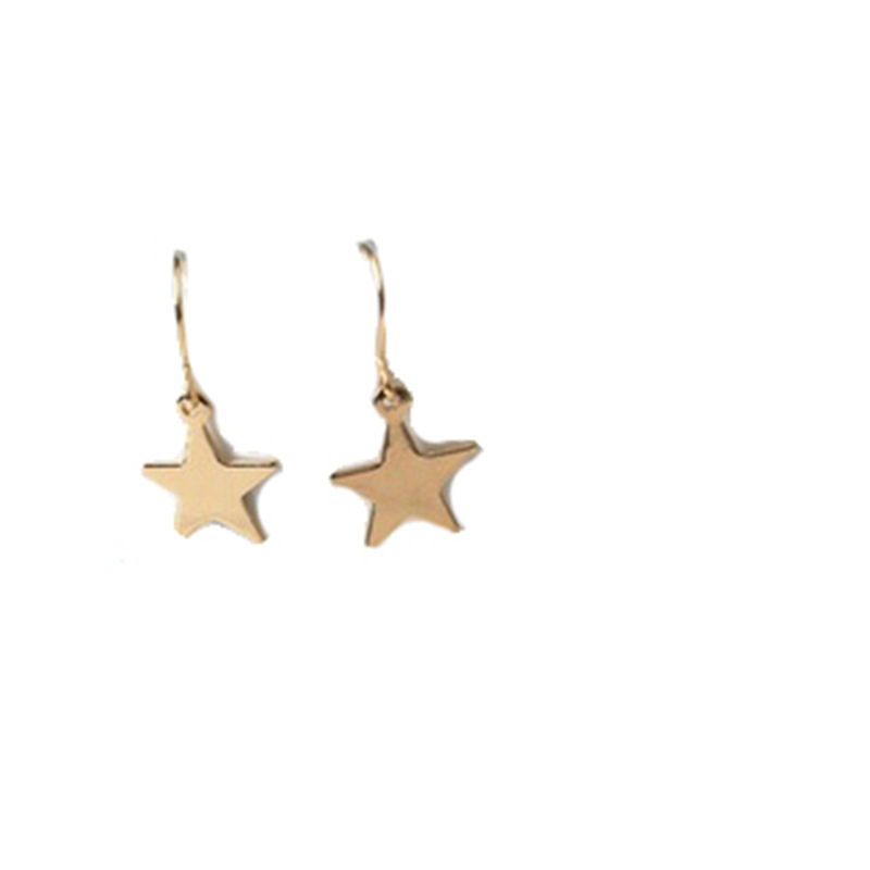 New minimalist and versatile European and American geometric girl's sheet-like cute five-pointed star earrings, star stud earrings Item Picture