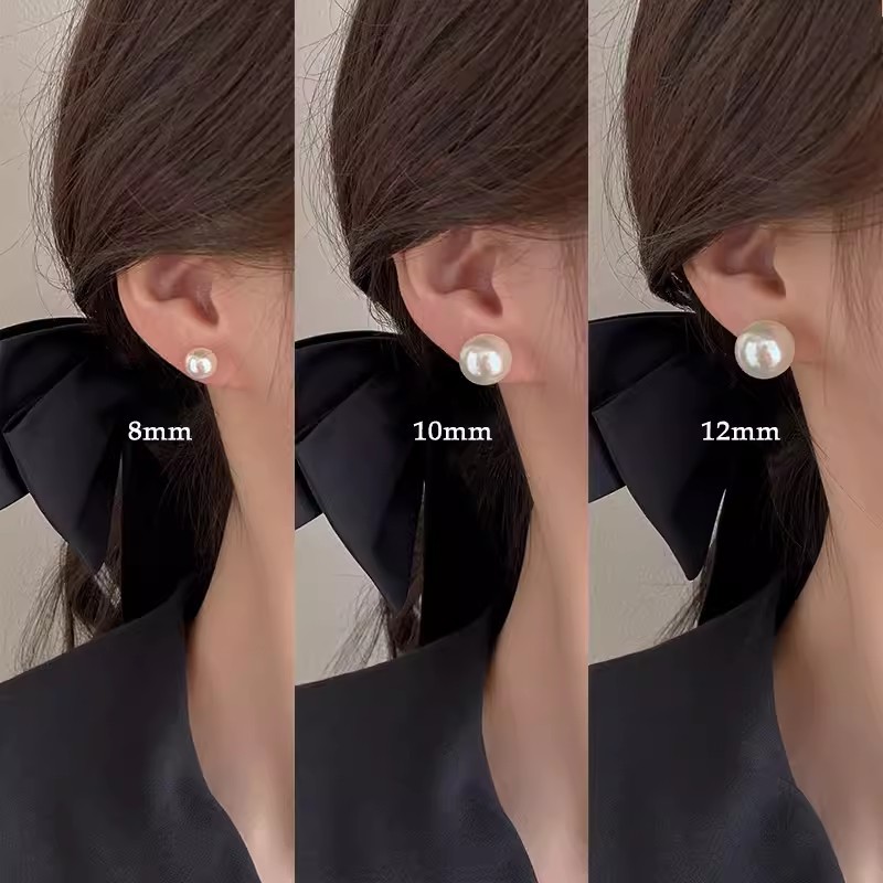 French retro set pearl stud earrings, feminine charm, versatile and high-end ear-piercing earrings, S925 silver needle earrings, trendy Specification drawing