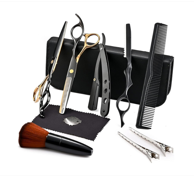 Stainless steel integrated hairdressing scissors, household hairdressing scissors, flat teeth scissors, thin and broken hair cutting tools, a comprehensive collection of scissors undefined