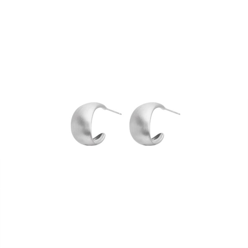 Golden matte brushed metal round ball earrings for women, a light luxury and high-end look, niche stud earrings, fashionable and elegant, versatile earrings Item Picture