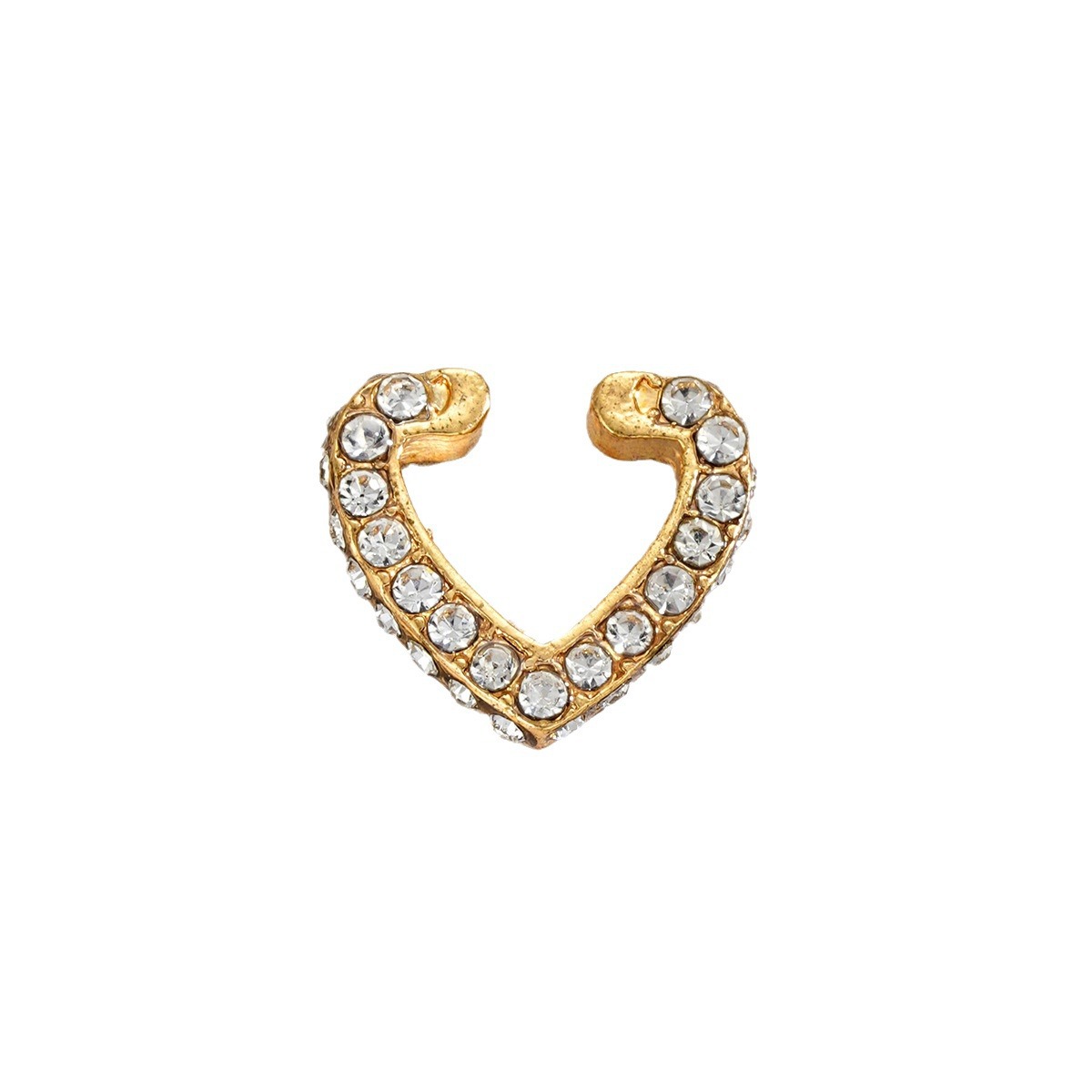 Cross-border European and American fashion retro Internet celebrity style golden temperament full diamond heart-shaped ear clips Item Picture
