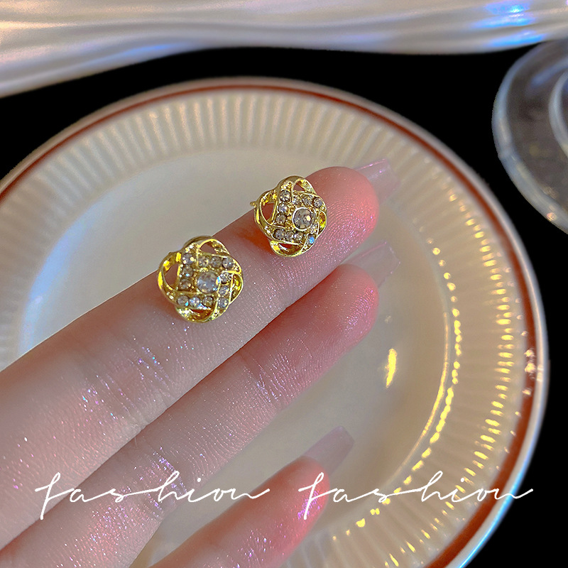 Zircon stud silver needle women's small earrings, a niche design with a sense of sophistication, a new 2023 stylish and light luxury ear accessory full figure