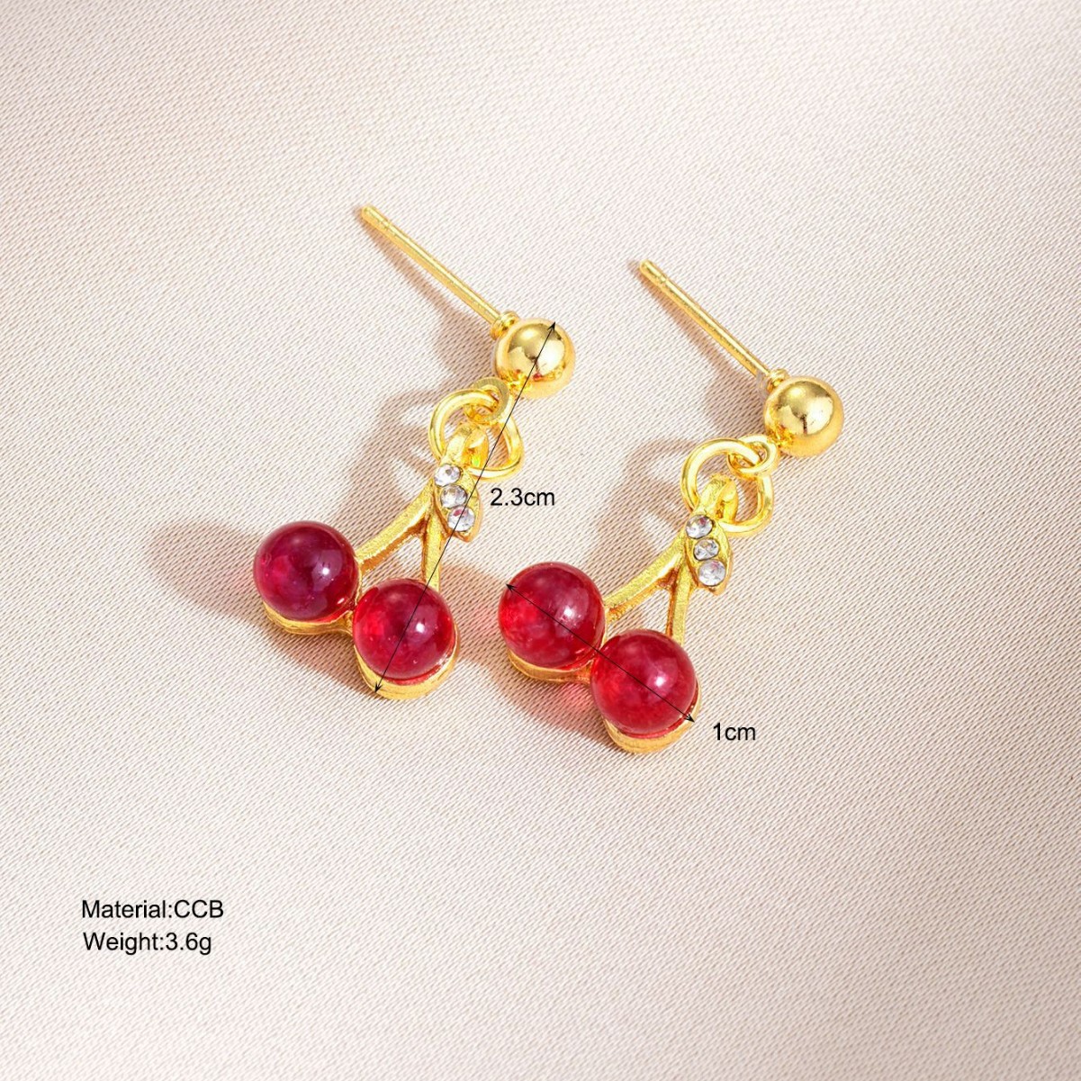 New cross-border niche and fresh red cherry earrings with a high-end and cute design. Wholesale of festive women's earrings for autumn and winter details Picture