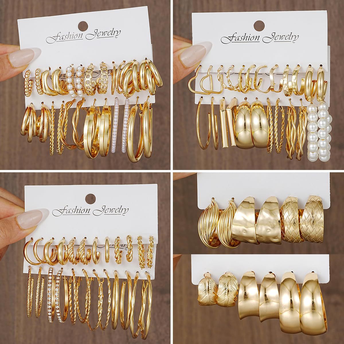 A 42-piece set of retro geometric imitation pearl earrings for cross-border sales from Europe and America, featuring a fashionable and high-end look for women details Picture