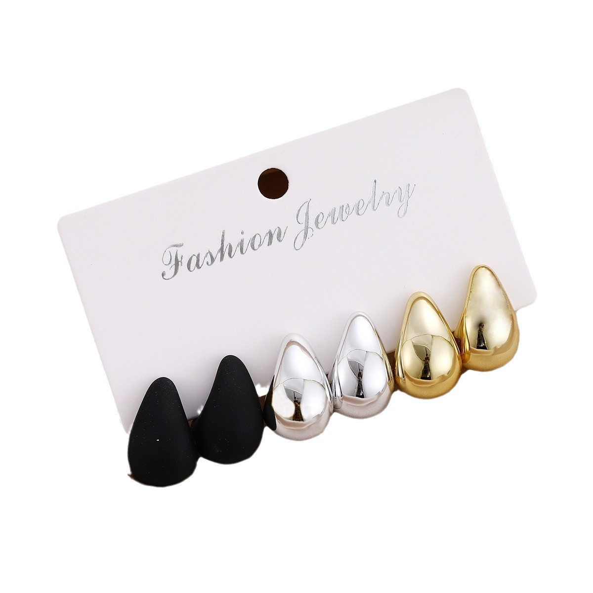 A simple and ins women's earring set of 3 pieces of multi-color, niche mini comma teardrop earrings that are popular across borders from Europe and America Item Picture