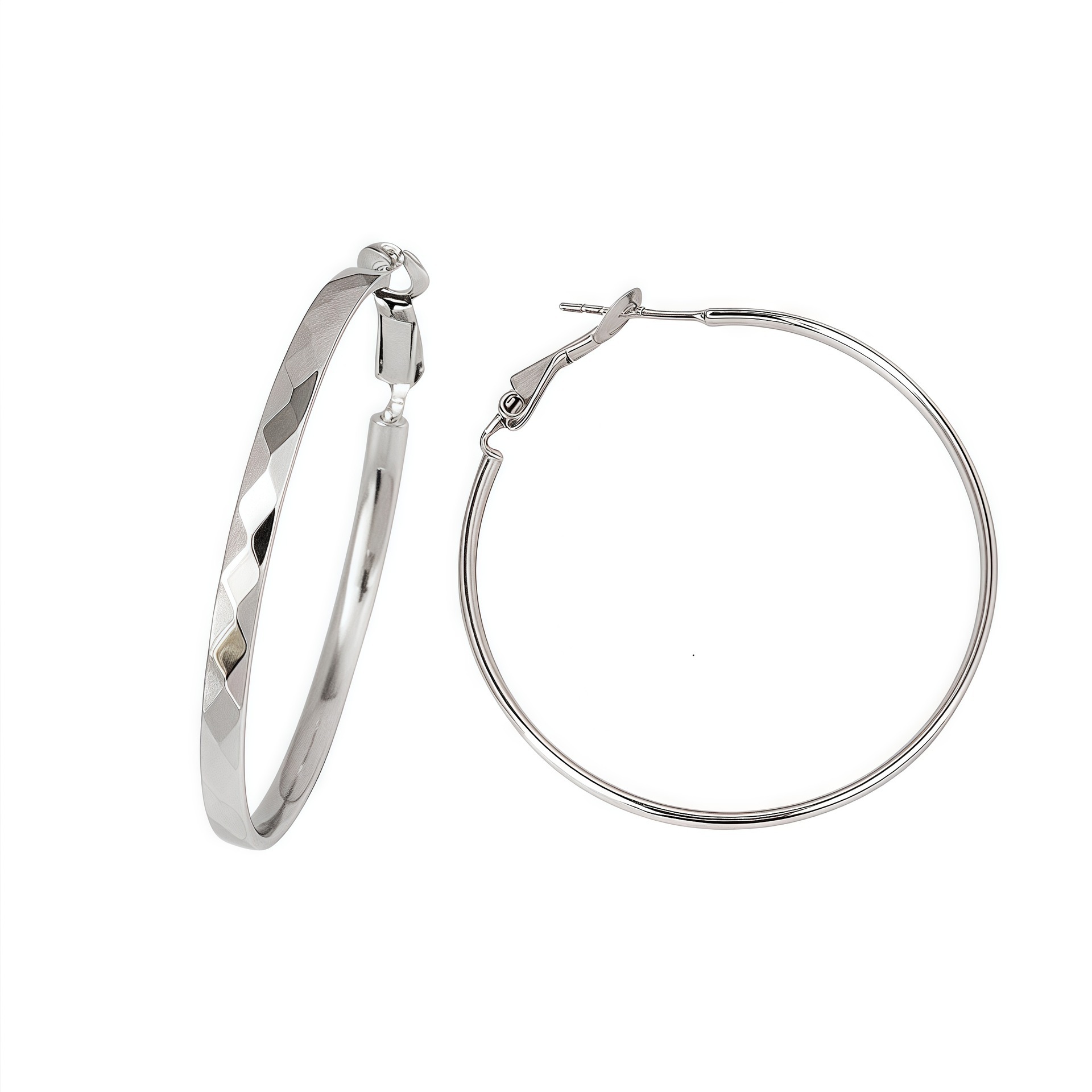 Simple and cold style diamond-shaped plain ring earrings, a high-end and elegant large ear ring for women, a new 2025 versatile ear accessory Item Picture