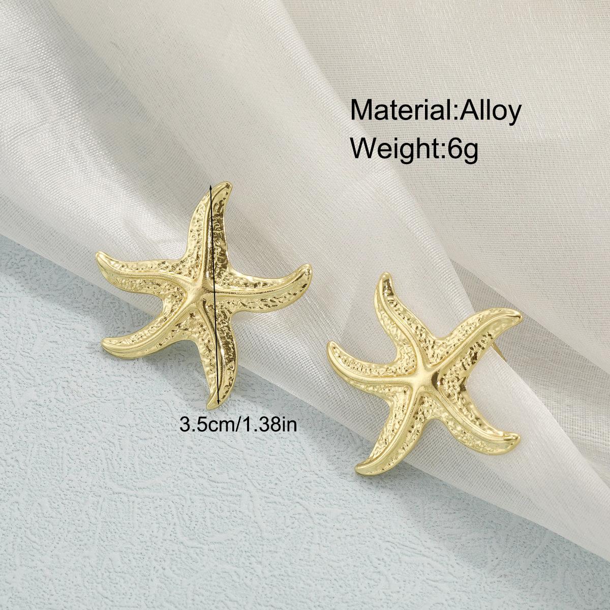 The popular ocean-style starfish stud earrings for women in summer are irregularly pleated leaf retro earrings from cross-border shein in Europe and America details Picture