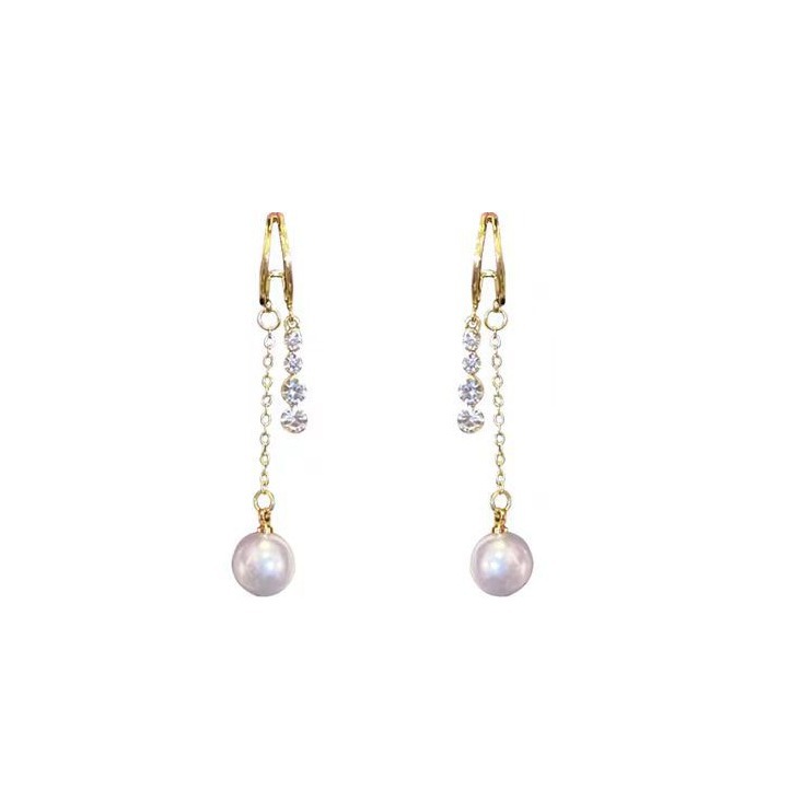 925 Silver needle high-end pearl stud earrings, unique and niche long tassel earrings for women, fashionable and elegant earrings Item Picture