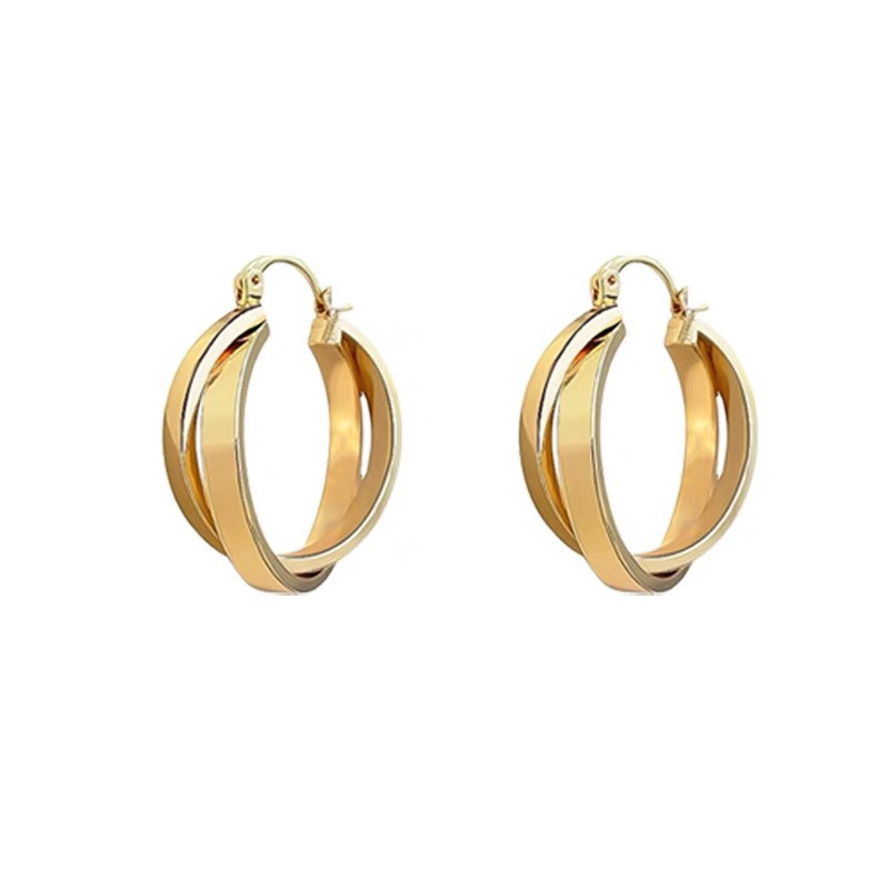 The geometric ring earrings, the same as those worn by Chen Shuting, the "Mad Dog's Wife", are a unique and high-end women's niche earrings with a distinctive design Item Picture