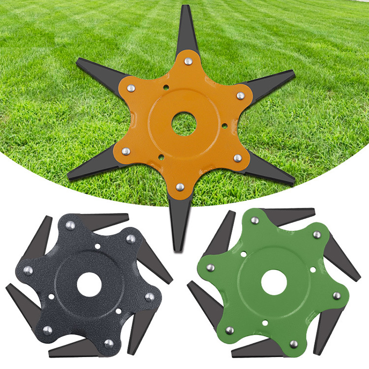 Lawn mower blade, six-blade blade for cutting grass head, six-blade cyclone blade for cutting grass head, agricultural lawn mower accessory blade Specification drawing