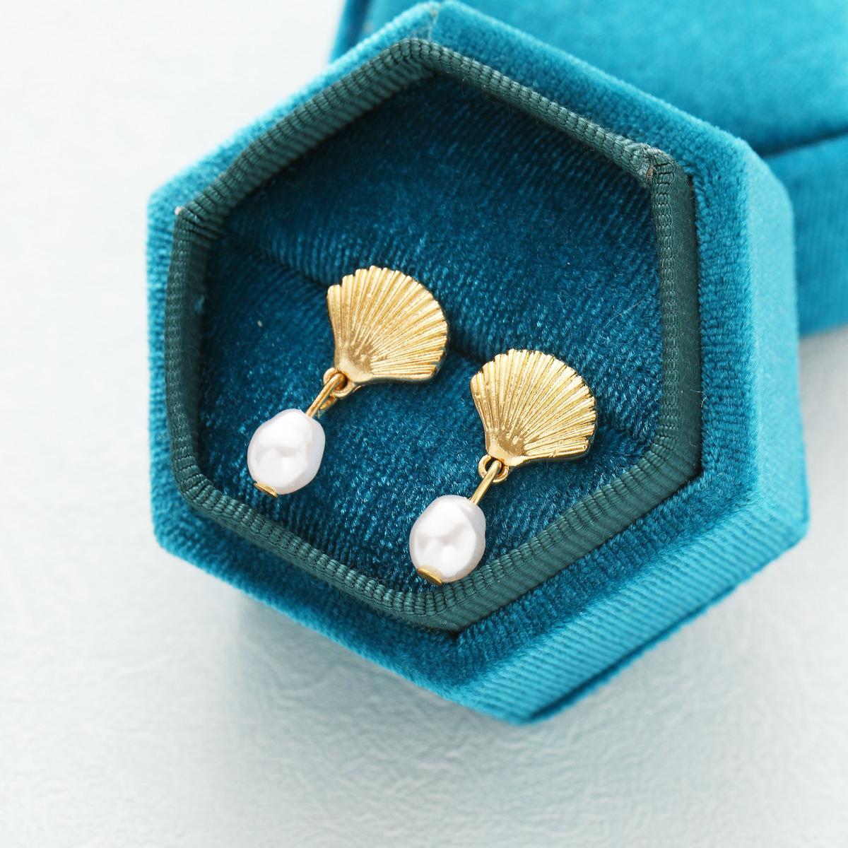 European and American cross-border creative best-selling pearl starfish stud earrings for women, fashionable and exquisite, summer seaside vacation style earrings Specification drawing
