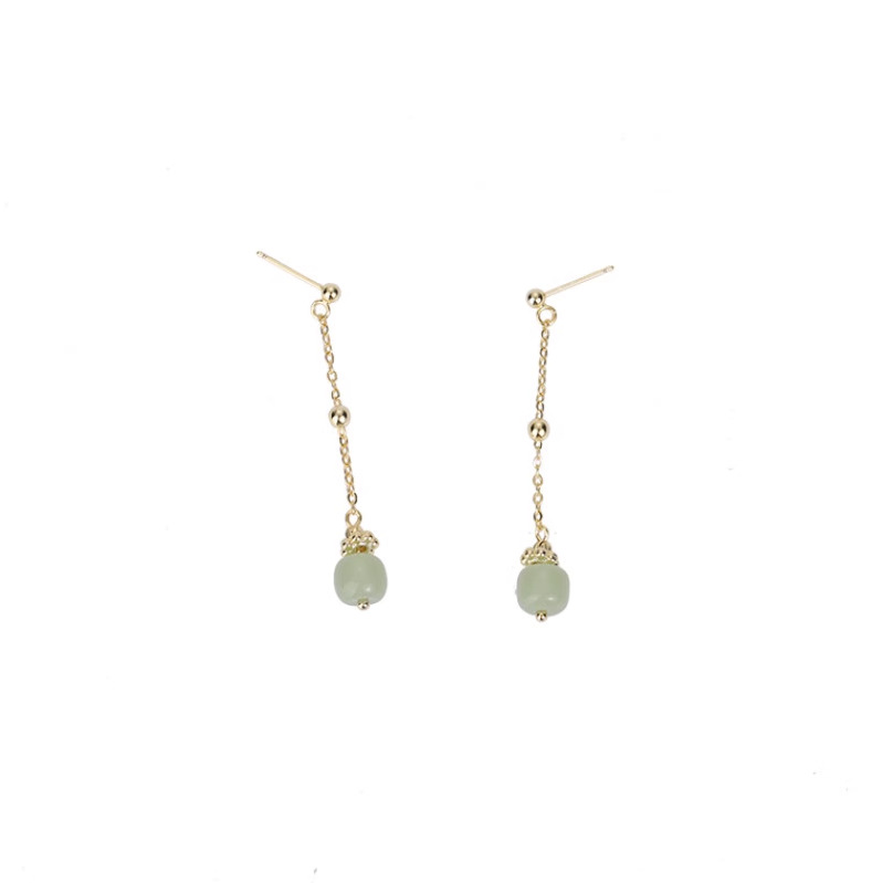 S925 Silver Needle Chain tassel imitation chalcedony Earrings for Women, 2025 New style of traditional Chinese style retro high-end earrings and earrings Item Picture