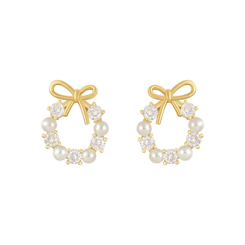 Small bow 2021 new trendy earrings, Instagnos stylish stud earrings, 925 silver needle Korean earrings Item Picture