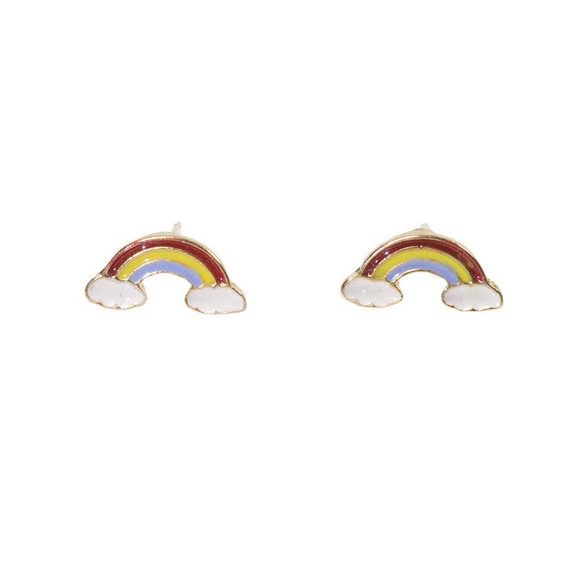 S925 Silver Needle Niche design Rainbow cloud Stud earrings, fresh and cute earrings, small and simple ladies' stud earrings Item Picture