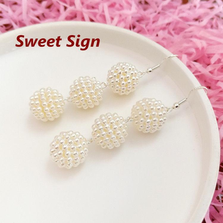 S925 Silver Ear Hook, Starry Sky Spherical Pearl Earrings, Dongdaemun trendy floral earrings, versatile and fashionable for women full figure