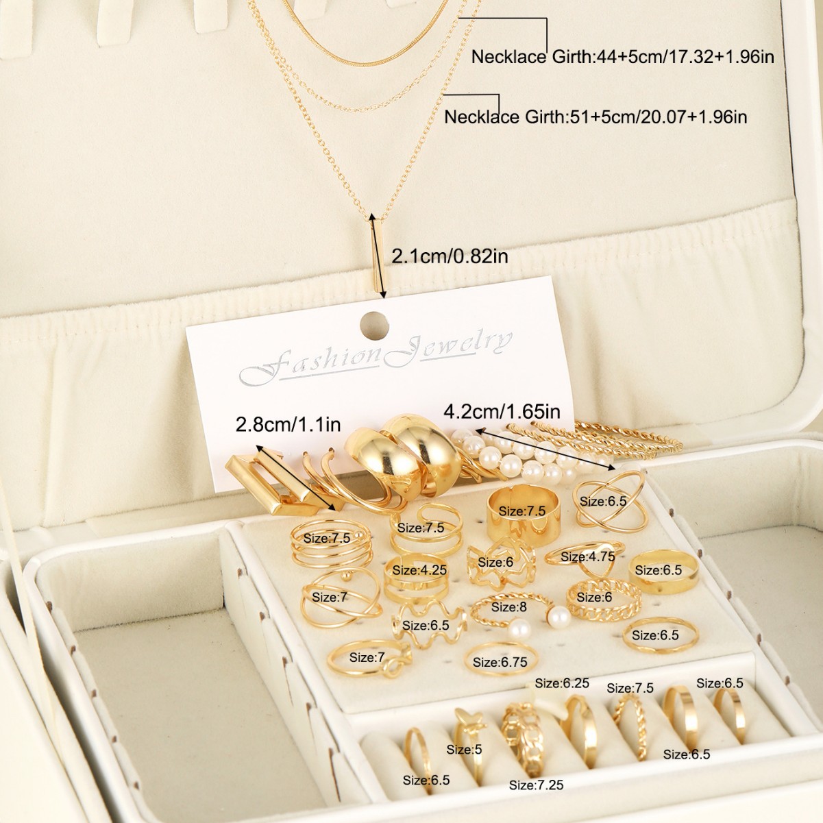 Cross-border best-selling fashionable, elegant and versatile women's hollowed-out heart-shaped pearl jewelry sets, rings, earrings and necklaces details Picture