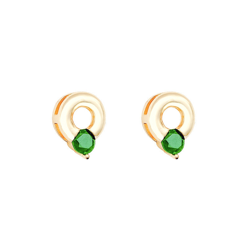 Golden circle zircon stud earrings for women, a niche Korean Internet celebrity style earring, a new trendy and fashionable ear accessory in 2023 Item Picture