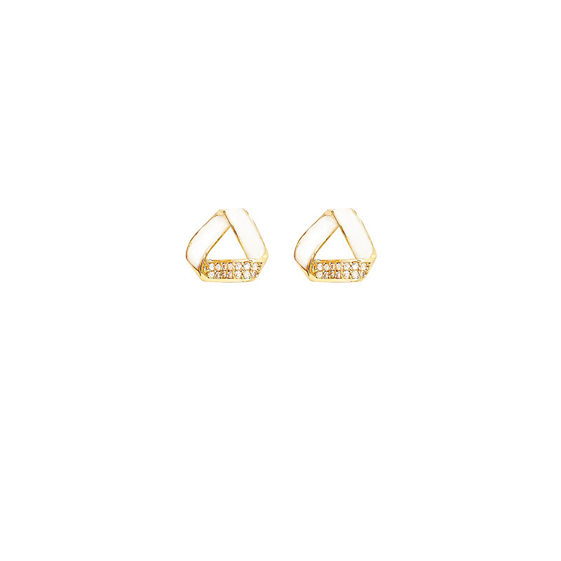 The light luxury triangular oil-dripping full-diamond stud earrings for women, S925, with silver needles, exude a sense of elegance and sophistication. They are exquisite and trendy Item Picture