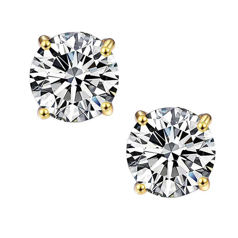 Amazon cross-border women's crystal zirconium stud earrings, creative, simple and elegant, full diamond teardrop-shaped four-prong stud earrings Specification drawing