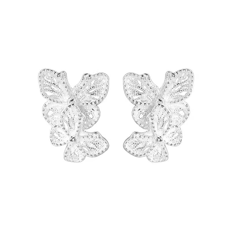 Lace butterfly stud earrings, a unique and niche design for women, are a new high-end, sweet and exquisite ear accessory from 2025 Item Picture