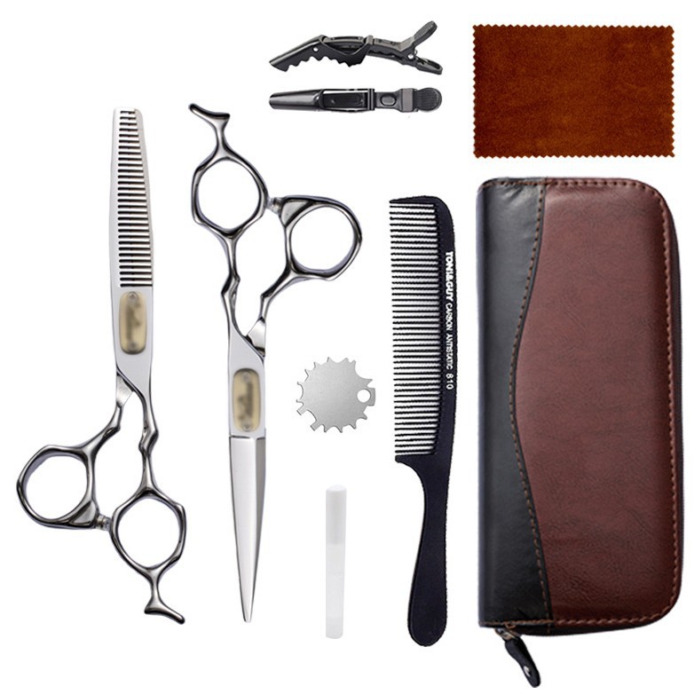 Hairdressing scissors set: 6-inch 9CR stainless steel flat teeth scissors, thin bangs cutting tools, hairdressing scissors Specification drawing