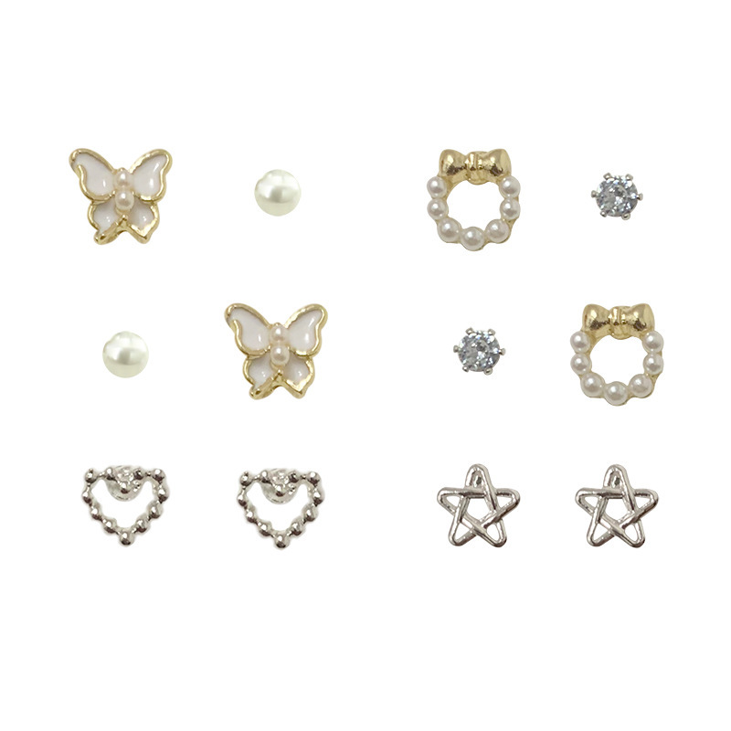 Super fairy-like small white pearl stud earrings set, versatile, fashionable and simple ear-nourishing earrings for women, wholesale of elegant style Item Picture