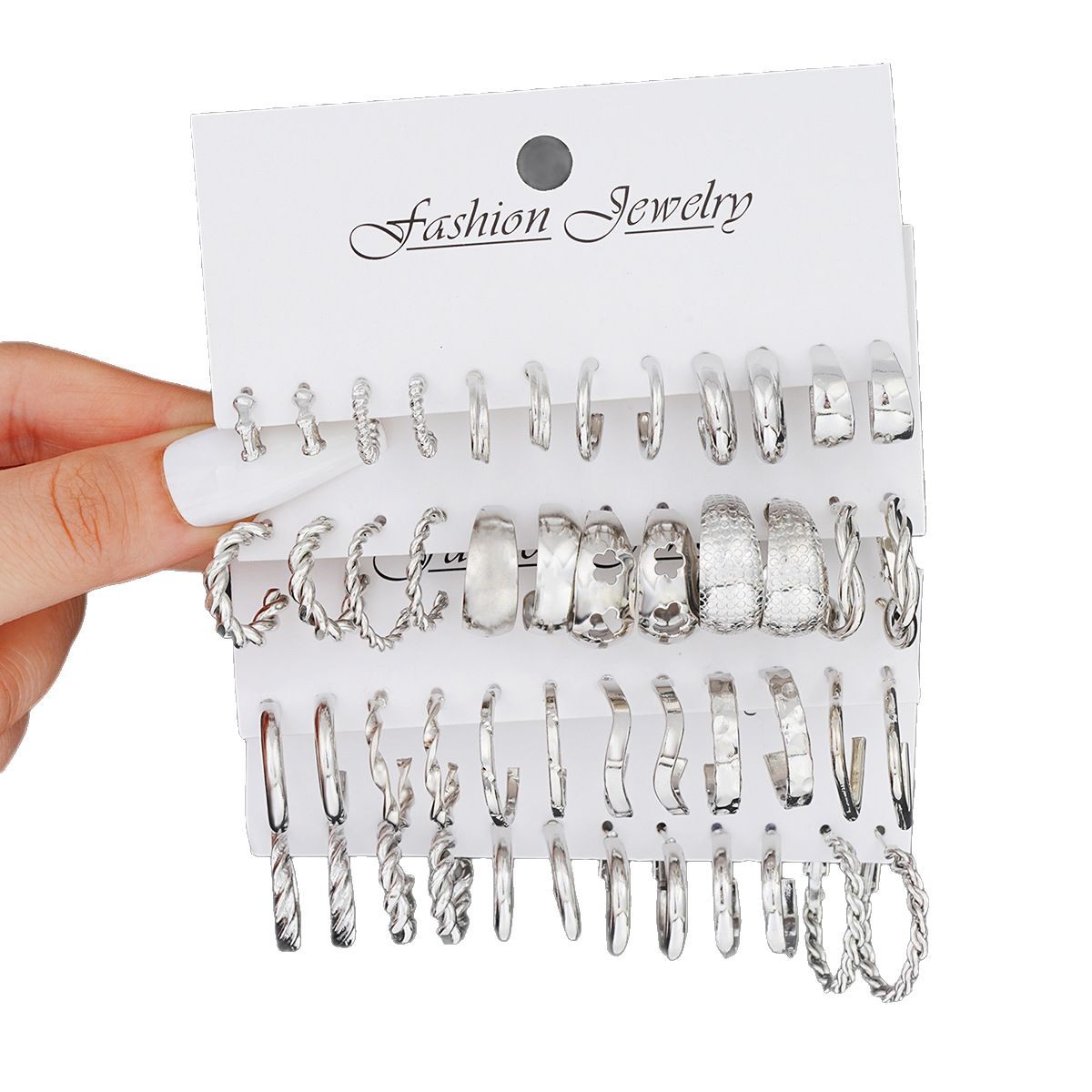 Wholesale of 24-piece set of new cross-border fashionable C-shaped alloy earrings from Europe and America, simple and ins personalized earrings and accessories Item Picture