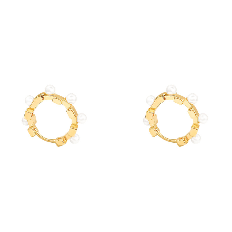 Retro Hong Kong-style pearl earrings, high-end, fashionable and commuter style, ear buckles, niche and simple earrings wholesale 925 Item Picture