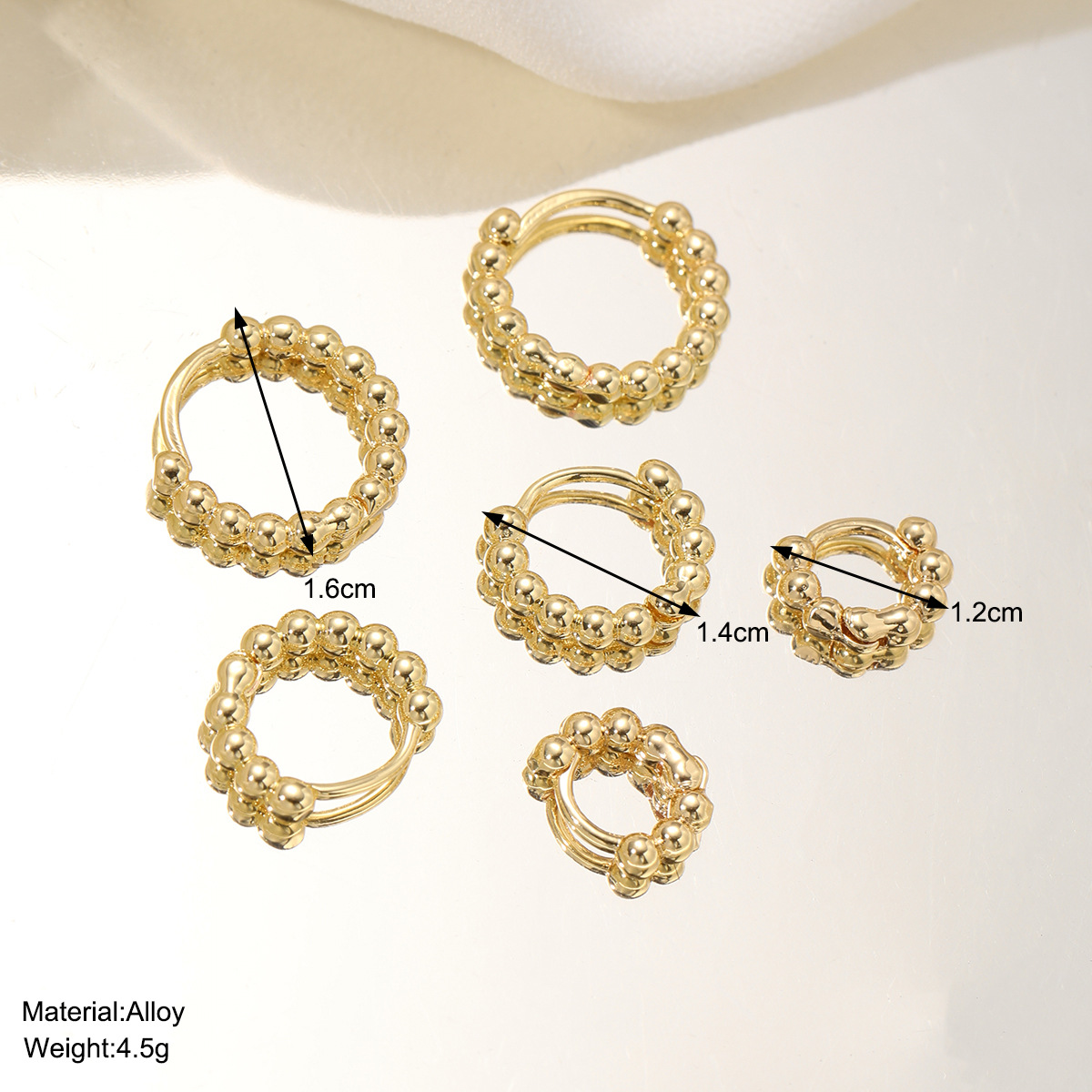 Cross-border copper ear buckles, Ins minimalist geometric round bead bead stud earrings, ear rings, earrings, European and American personalized outfit earrings details Picture