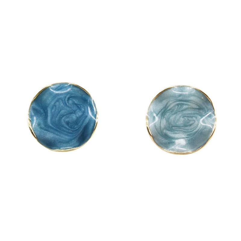 S925 Silver needle retro and elegant blue pattern earrings, light luxury drip glaze contrasting color fashionable stud earrings, personalized and trendy earrings for women Item Picture