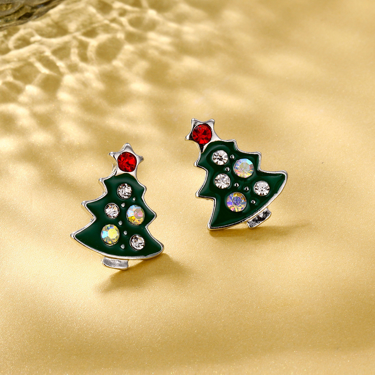 S925 Silver Needle cross-border earrings from Europe and America, ins Christmas oil Drip, reindeer Christmas tree stud, cross-border best-selling accessories Specification drawing