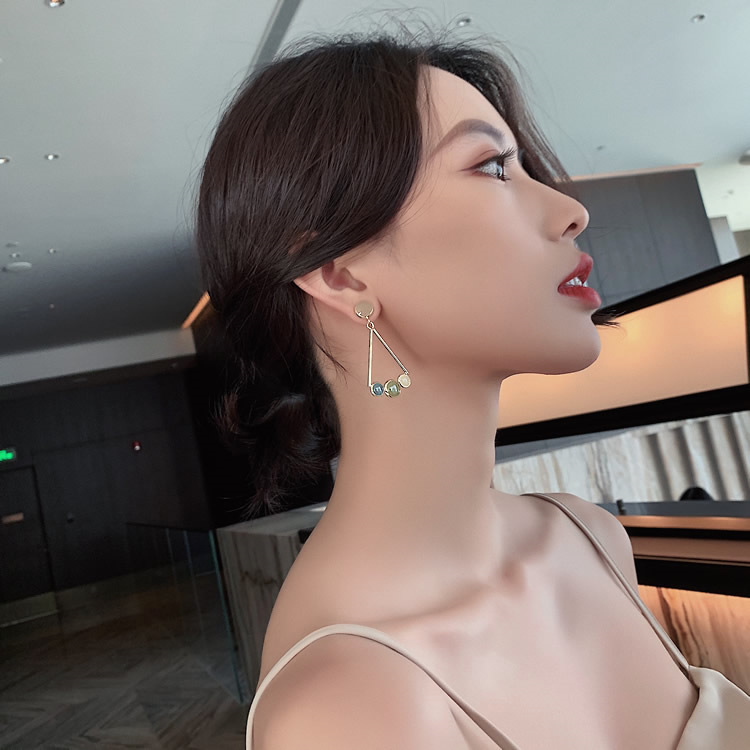 925 silver needle Morandi color triangular earrings, new feminine style, internet-famous style, stud earrings, long earrings wholesale details Picture
