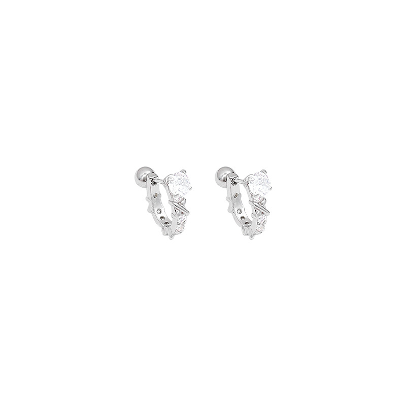 Stud earrings female niche senior design sense of zircon ear bone screw twist button earrings 2024 new hot style earrings Item Picture