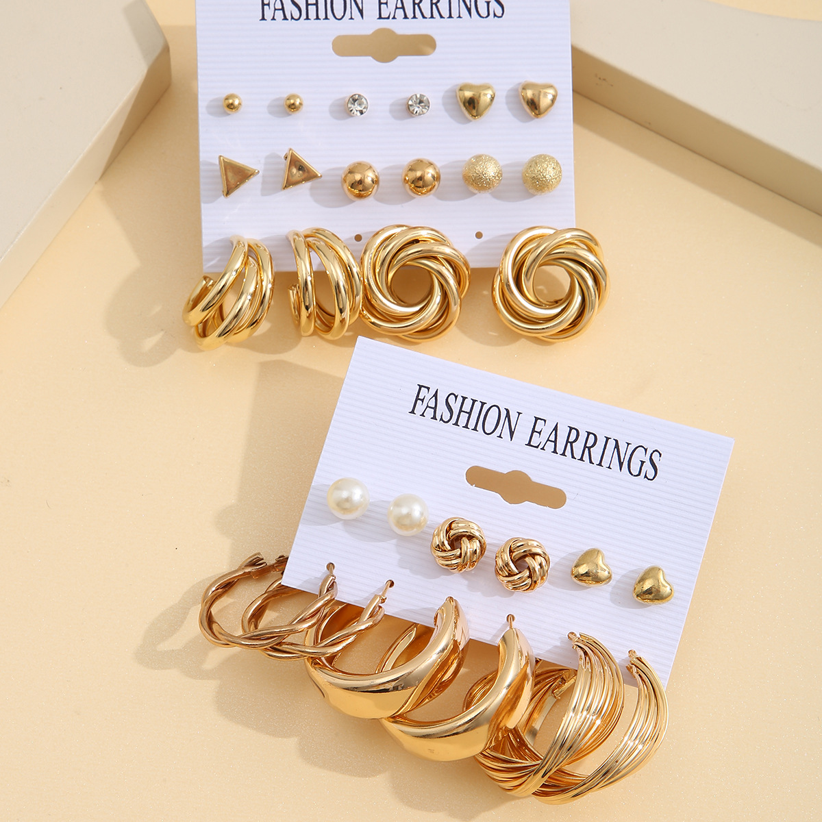 Youdaoplaceholder0 new European and American cross-border metal circle Earrings set of 6 pieces, creative and personalized heart-shaped stud earrings for women Specification drawing
