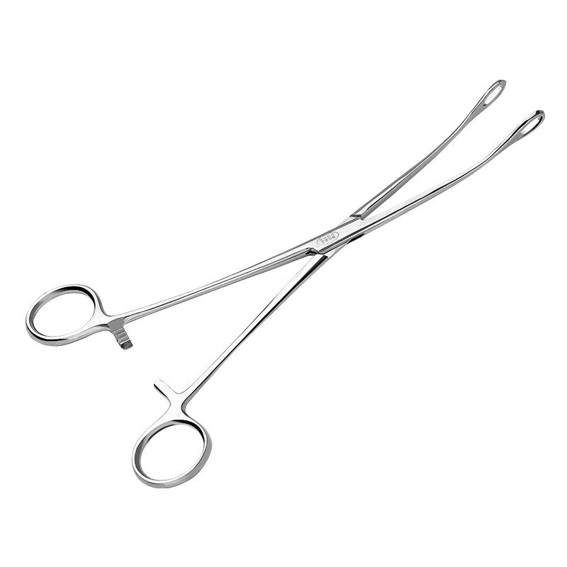 Medical oval forceps, toothed stainless steel sponge forceps, medical surgical holding forceps, tissue forceps, cervical forceps, cupping, 25CM Item Picture
