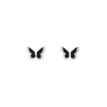 The new Korean sweet and cool black, red and white butterfly earrings feature a niche design and a touch of light luxury and sophistication Item Picture