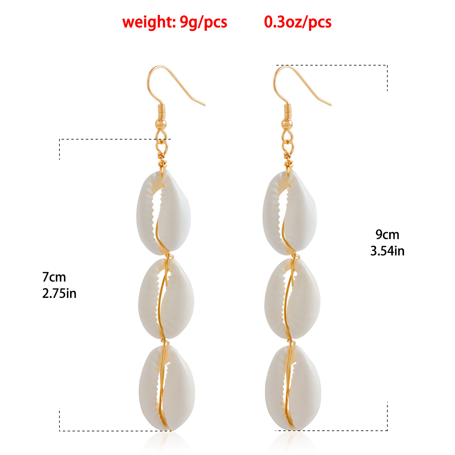 Summer beach vacation style European and American accessories, natural white shell earrings, high-end, simple and fashionable ear hangers and earrings Item Picture
