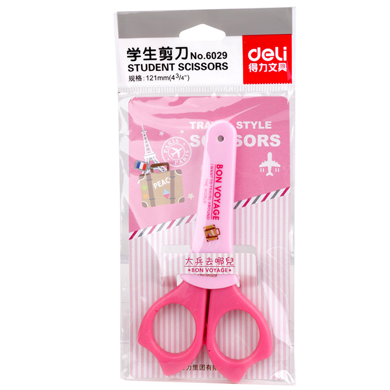 Deli children's scissors, safe handcrafted round head, small size for kindergarten with protective case, paper-cutting scissors, student small scissors Application Scenario