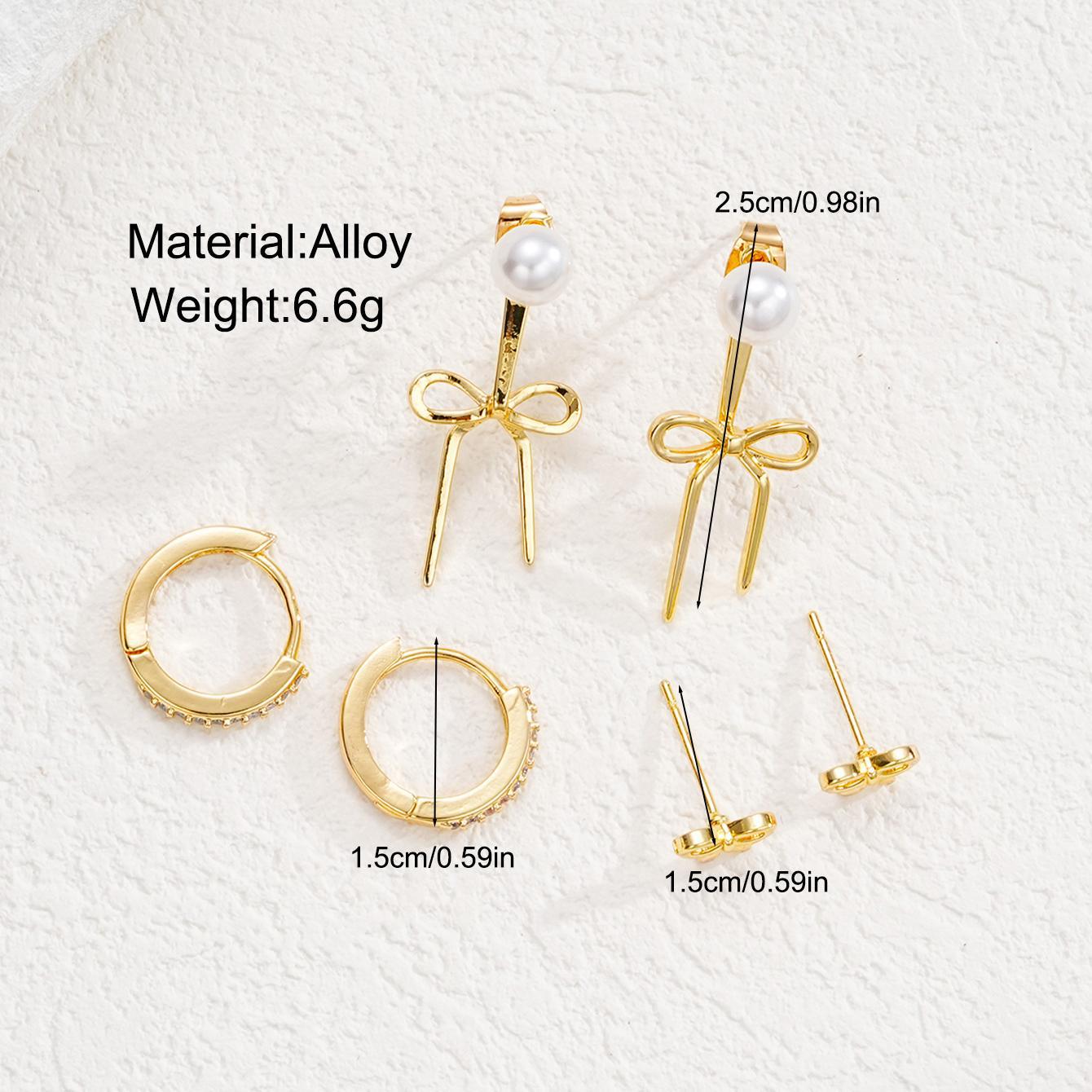 Amazon's best-selling cross-border earring set of 3 pieces, a popular pearl bow pearl earring in Europe and America details Picture