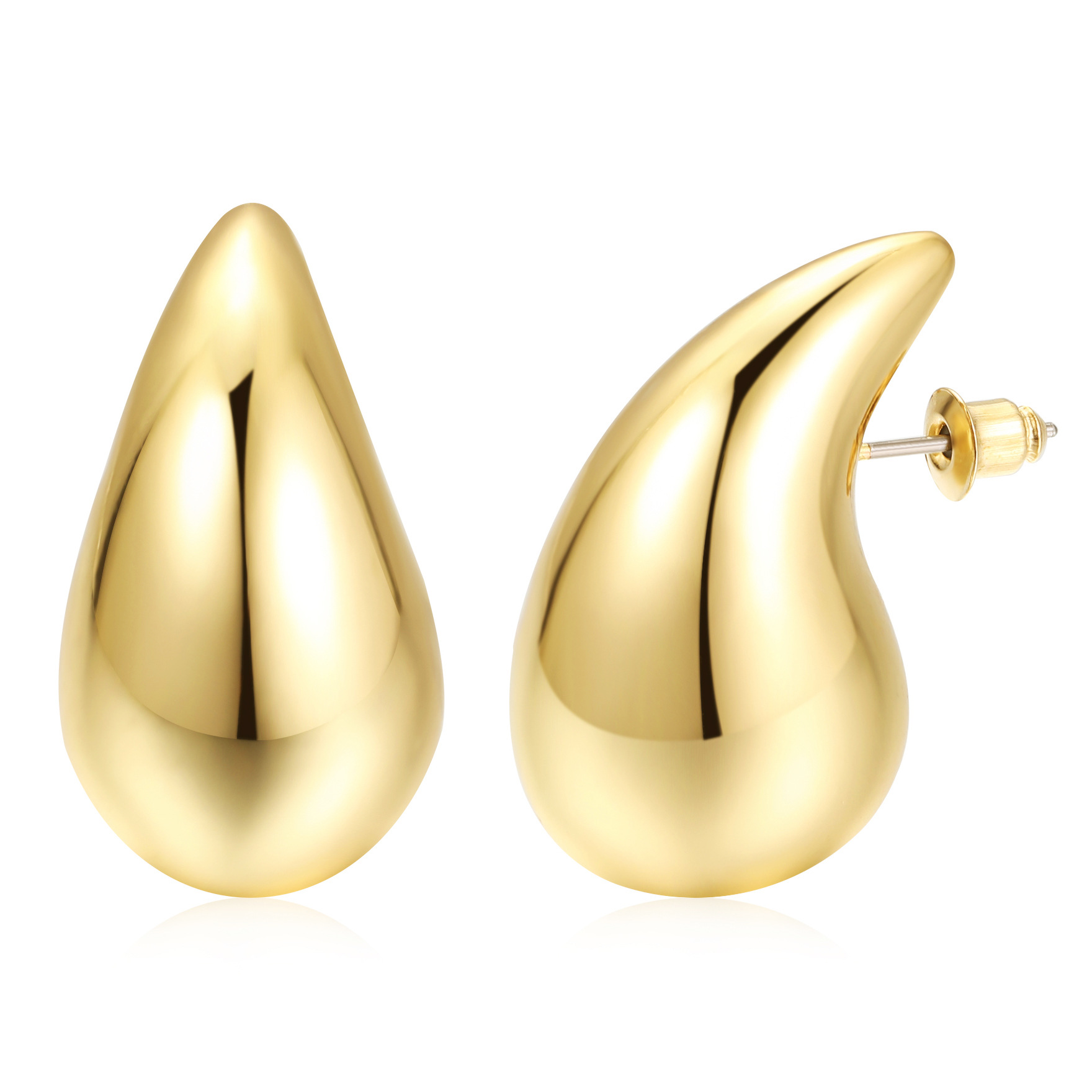Amazon's best-selling oversized teardrop earrings for women, CCB gold-plated ring-shaped teardrop stud earrings, European and American fashion earrings Item Picture