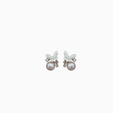 Spring oil-dripping zirconium butterfly pearl earrings for women, light luxury, niche, high-end, elegant and grand. Unique stud earrings Item Picture