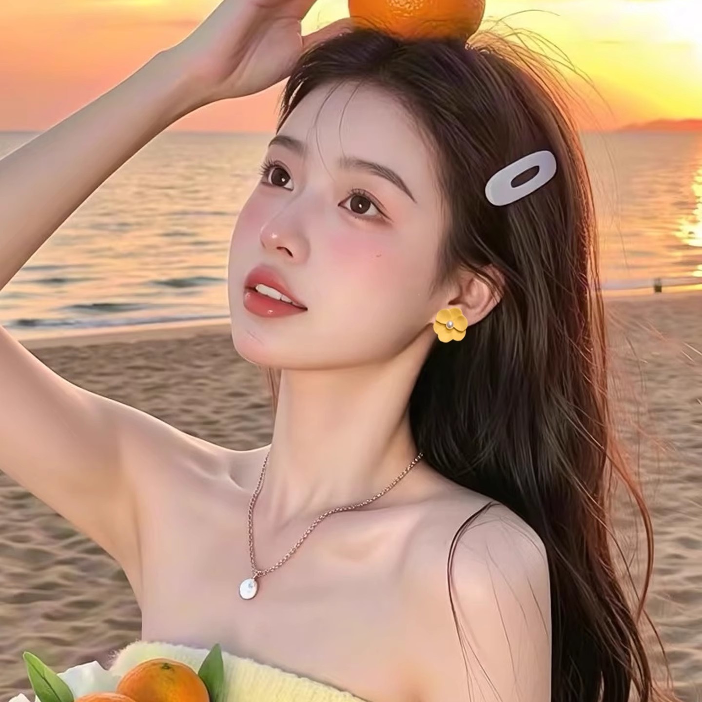 French retro flower pearl stud earrings are fashionable, elegant, versatile, and exude a sense of light luxury and sophistication. They are perfect for beach vacations and are ideal for women Specification drawing