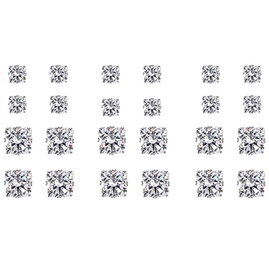 Cross-border bestseller ins cold style simple and elegant square zircon stud set of 12 pieces Earrings full figure
