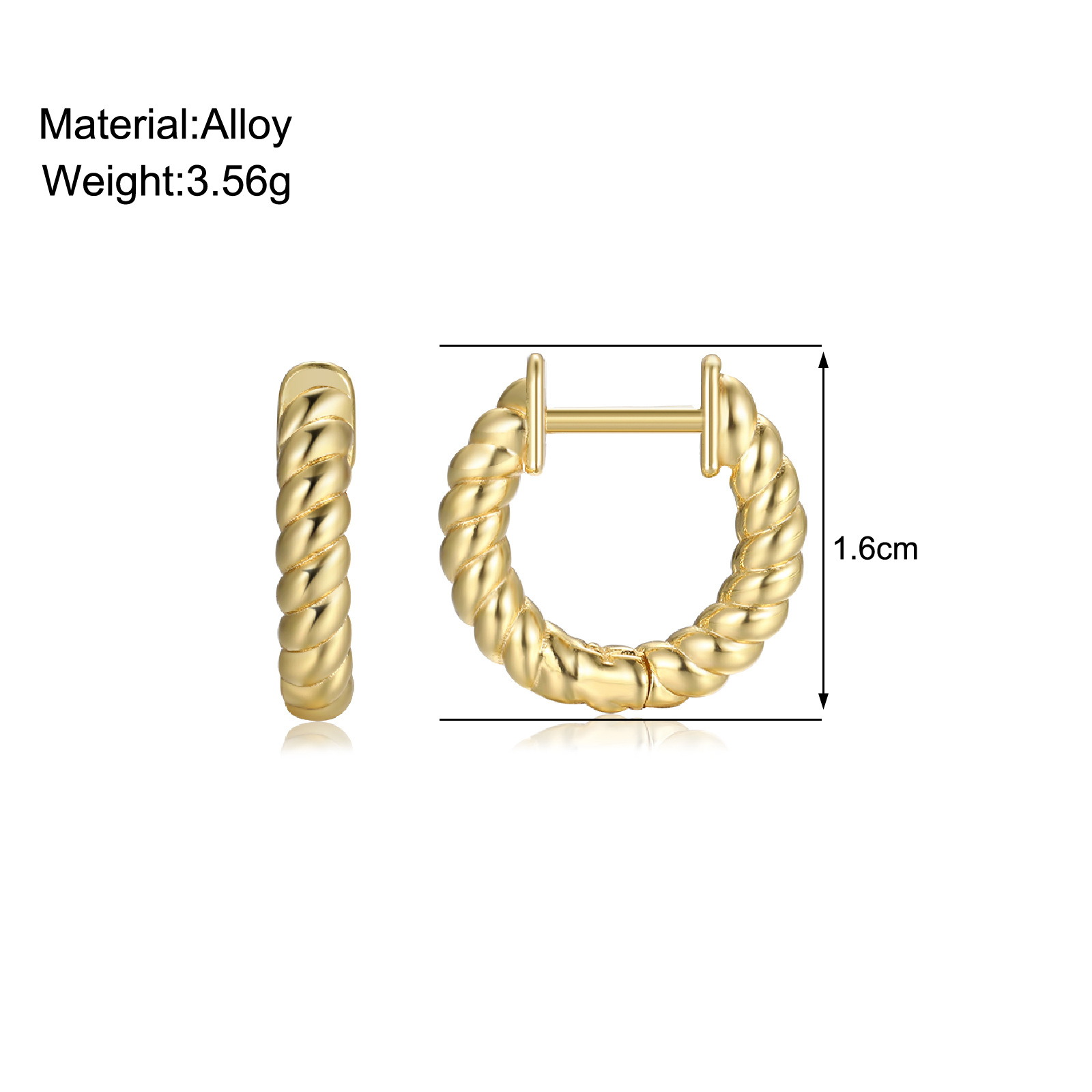 Cross-border best-selling earrings in Europe and America, twisted circle earrings, brass plated 18K, fashionable and high-end, simple ear buckles for women details Picture