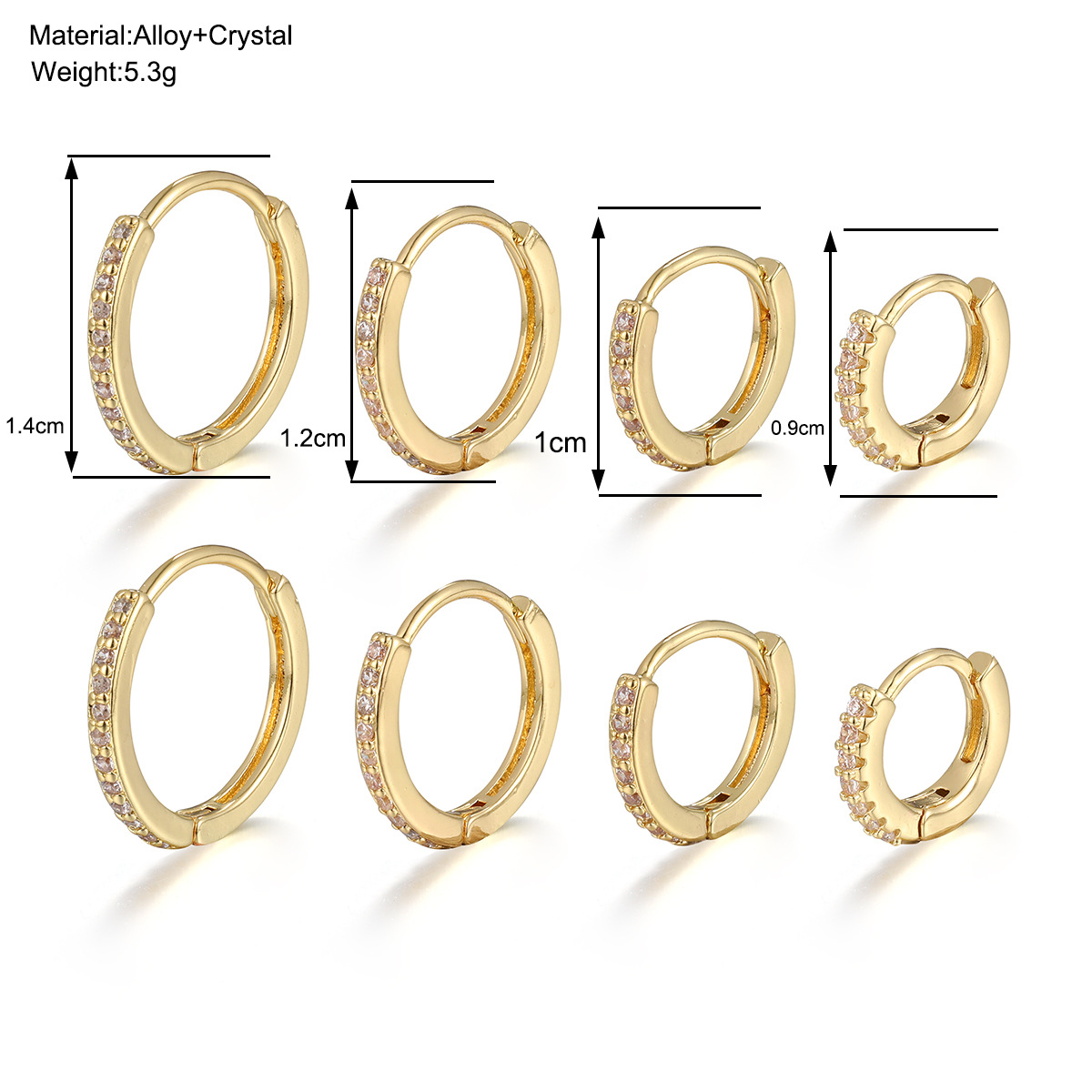 Cross-border fashion ear ring single-row earrings, O-shaped zircon micro-inlaid ear buckles, elegant female ear studs, piercing ring 4-piece set Application Scenario