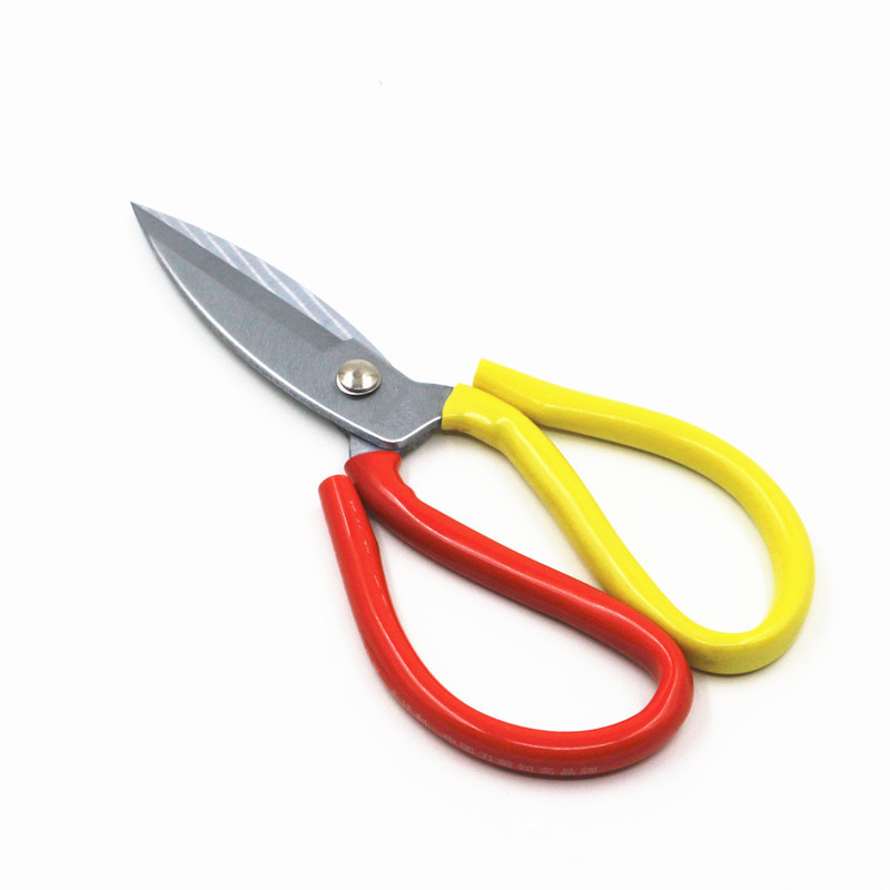 【 Manufacturer's Supply 】 Stainless Steel Large Scissors No. 1 for household kitchen, red and yellow handles, manganese steel large scissors Specification drawing