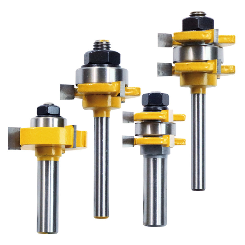Woodworking milling cutter trimming machine head 3-tooth male and female T-shaped mortise and tenon joint knife, Dahu Ximen mortise and tenon floor window cabinet splicing knife details Picture