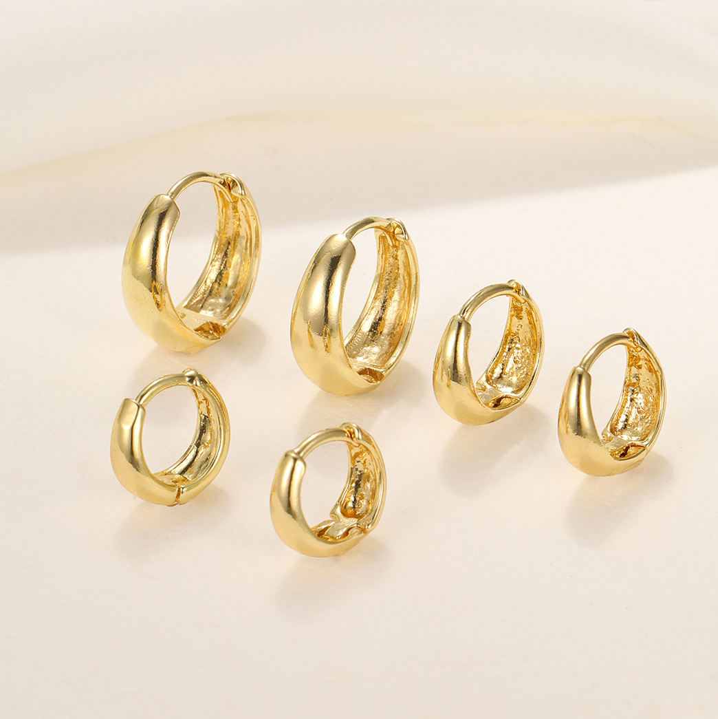 New cross-border geometric copper ear rings from Europe and America, exaggerated and individual gold earrings, simple and retro ear ring set of 3 pieces Specification drawing